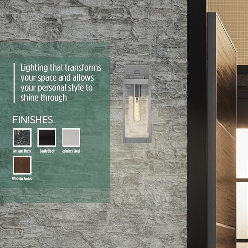 Image of Quoizel Westover 14 inch Outdoor Wall Lantern, Stainless Steel | 1-Light, Clear Beveled Glass, E26 Base, ETL Wet Rated
