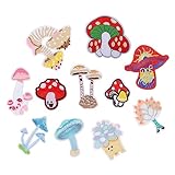 Angoily 11piezas Parches De Hongos Termoadhesivos Para Ropa Sombreros Pantalones y Zapatos Parches Bordados Apliques Adhesivos Bordados Para Huerto De Setas y Verduras