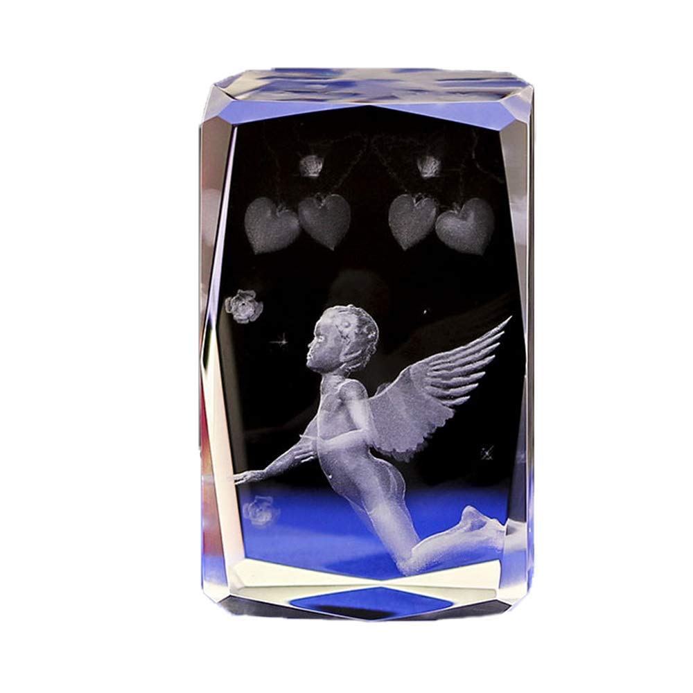 Sdydsge Rose Crystal Ornaments, Glass Crafts,3D Statue Decor Gift Creative Crystal Inner Carving Angel Ornaments
