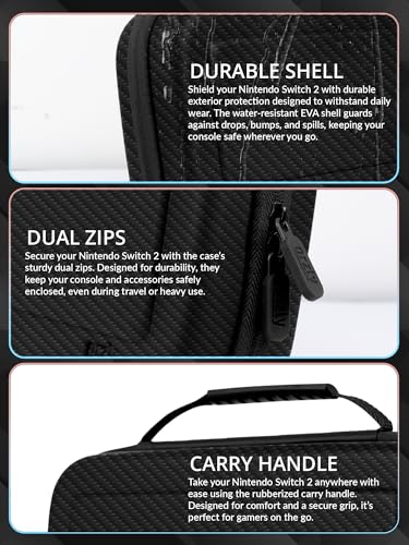 Image of Orzly Case Compatible with Nintendo Switch 2 - Protective Travel Carry Case with Screen Padding, Game Card & microSD Slots, Zipped & Open Pockets for Accessories - 7.9 inch Gift Boxed