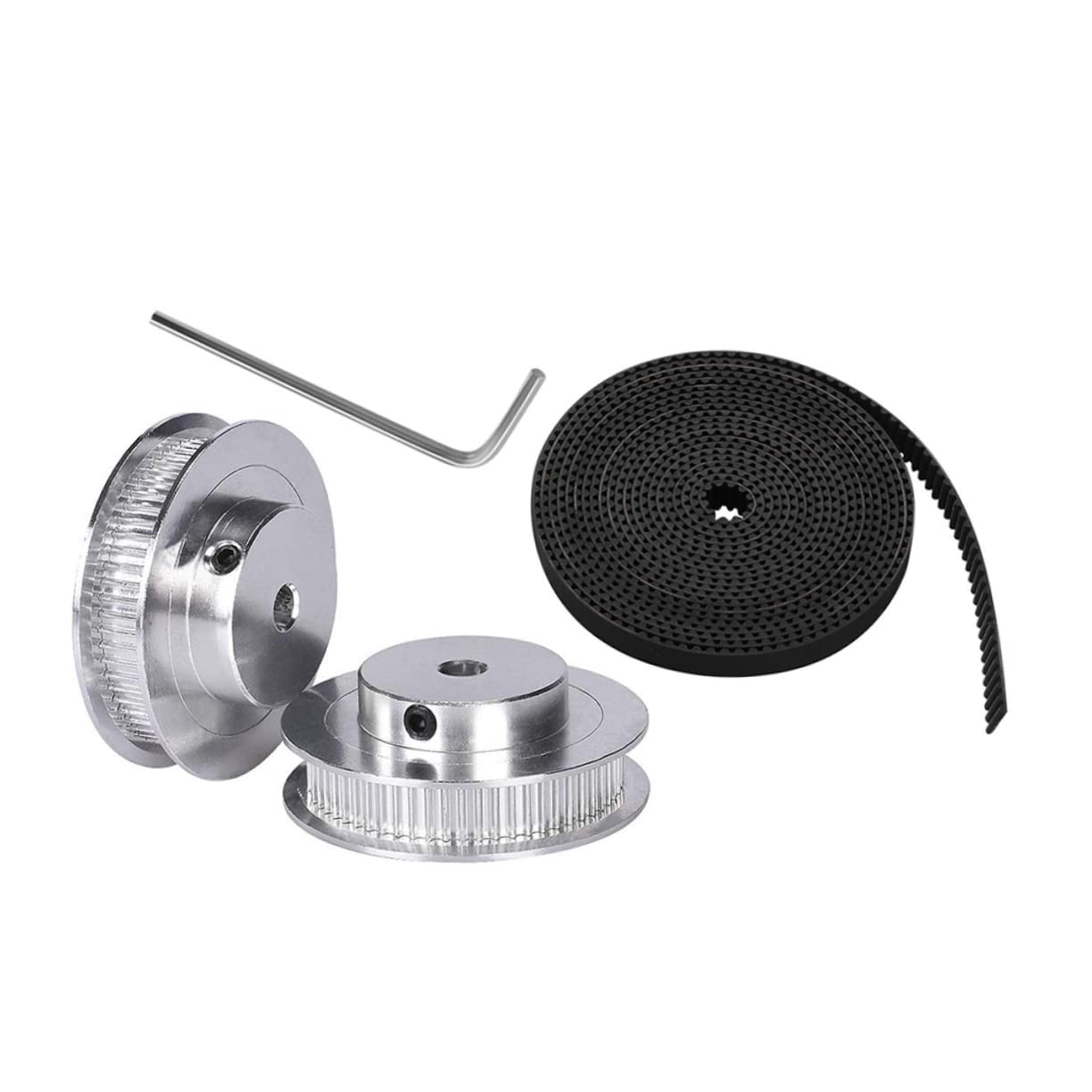 MUCKLILY Belt Pulley Timing Belt Cross Cylinder Optometry Hexagon Wrench Belt and Pulley Bore Aluminum Timing Pulley Black