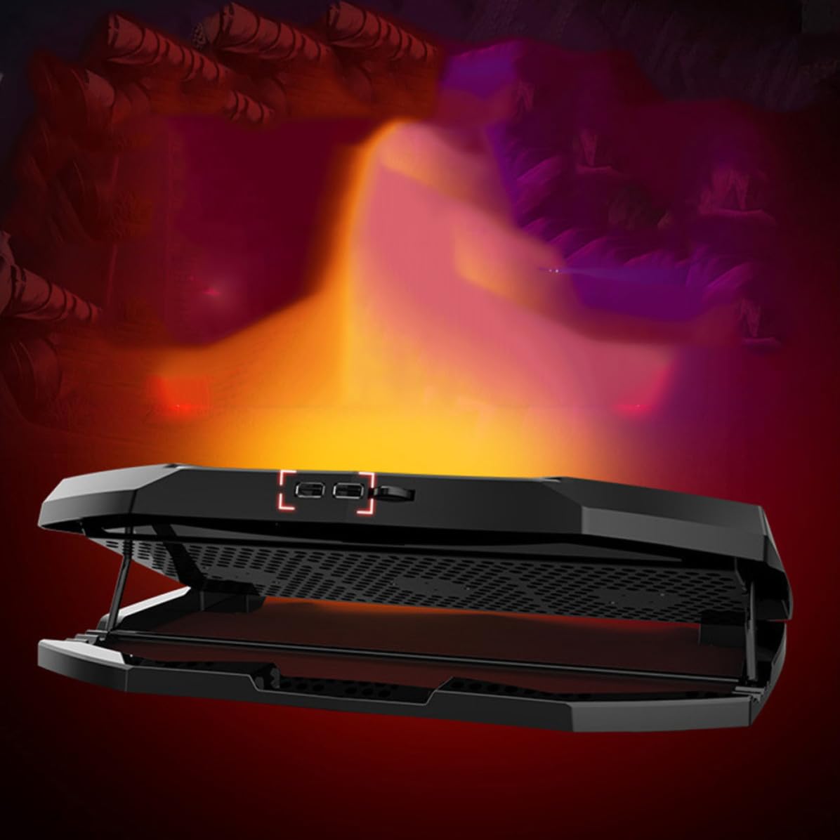 CALLARON Enfriador de Portátil Silencioso 5 Niveles de Ángulo 3 Ventiladores, Base Ajustable de Metal y Doble Puerto USB para Uso