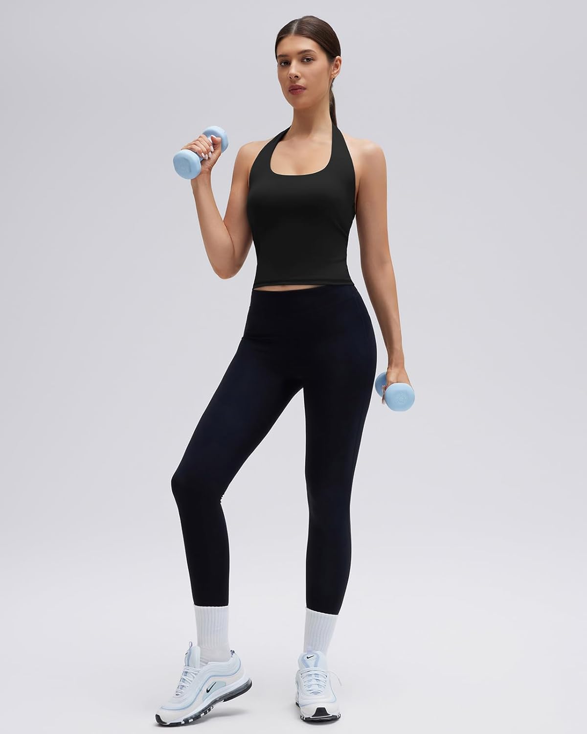 SUUKSESS Women Padded Halter Sports Bra Backless Longline Workout Crop Tank Tops - Image 6