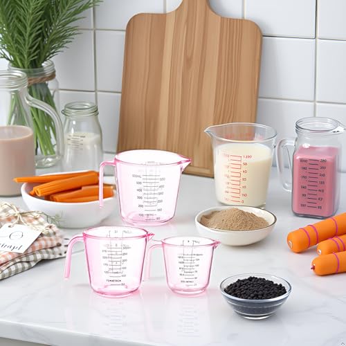 Vasos medidores plásticos rosados 3 pack 600 ml miniatura 3