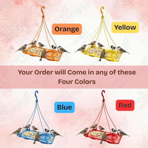Image of 2-in-1 Dana Pani Bird Feeder Tray for Balcony - Hanging Bird Feeding Station with Water Bowl and Seed Tray Hanging Bird Bath for Sparrow,Wild Birds (Pack of 1)