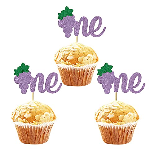 24 Pcs 1St Birthday Fruit Cupcake Toppers Hawaiian Theme Birthday Party Cake Decoration Blueberry Grape Pineapple Dessert Insert Mgpferd #TOP3