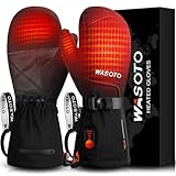 Heated Mittens Gloves for Women Men 7.4V 22.2WH Electric Rechargeable Waterproof Ski Gloves for Winter Work Skiing Snowboarding Hiking Fishing Camping(Black,M)