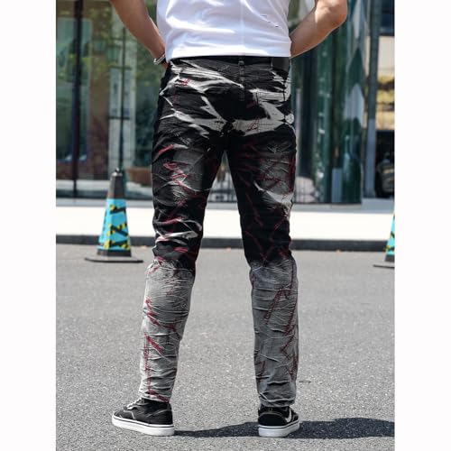 Men's Distressed Denim Jeans Slim Fit Vintage Moto Jeans Streetwear4