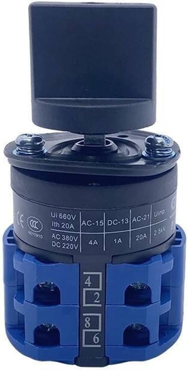 20A Cam Switch Screw Mounting Type Three Positions 1-6 Layers Silver Changeover Rotary Selector LW26-20 LW28 YMW26(6P 24Terminals)
