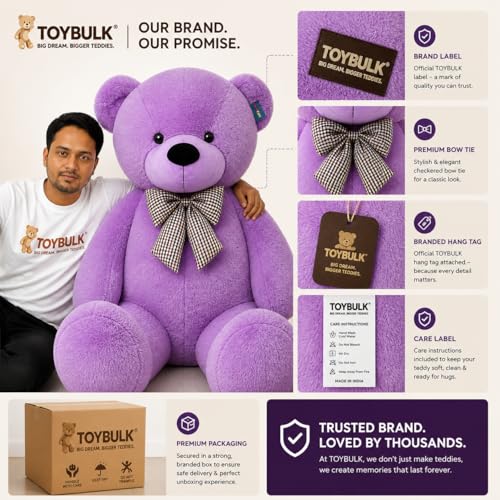 Image of Giant Purple Teddy Bear 7 Feet | Big Size Soft Toy for Girls, Cute Hugging Teddy, Valentine Gift, Birthday Gift, Plush Toy for Girlfriend & Kids