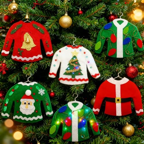 Kiddokids DIY Ugly Sweater Christmas Ornament Craft Kit for Kids,...