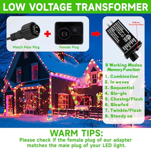 Image of Class 2 Power Supply 29V 3.6W LED Transformer Replacement with 8Modes and Memory Function IP44 Low Voltage Adapter for Christmas Tree String Light, Fairy Light, Net Light