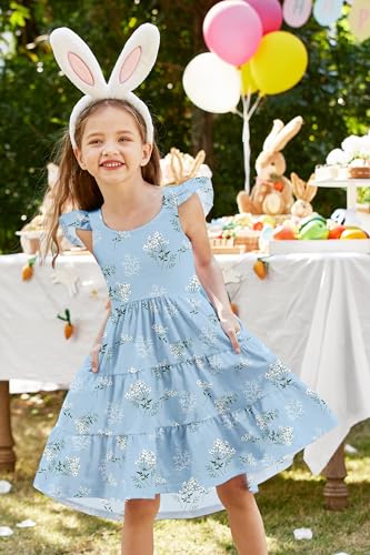 Arshiner Toddler Dress Little Girls Summer Cotton Backless High Low Hem Beach Casual Sundress with Pockets - Image 5