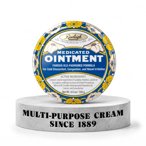 Rawleigh Medicated Ointment Blue Tin (4.5 oz) Heritage Chest Rub & Multi-Purpose Vapor Ointment for Adults & Kids Camphor Menthol & Eucalyptus Cold Congestion & Minor Aches Relief