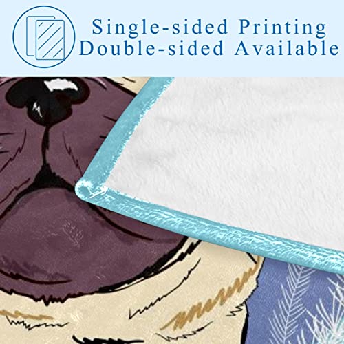 Couverture de Noël motif chiot et couronne | Cadeau idéal pour lit et canapé