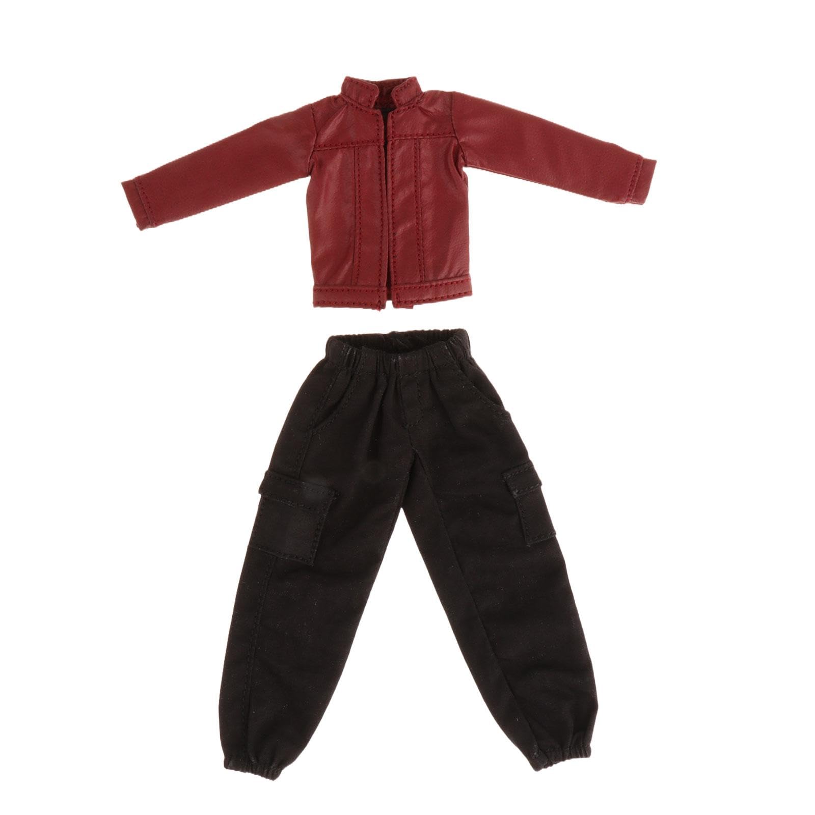 5 Sets mit 1/12 weiblichen Puppenkleidern, PU-Lederjacke mit Hose, Mini für 15,2 cm große Figuren