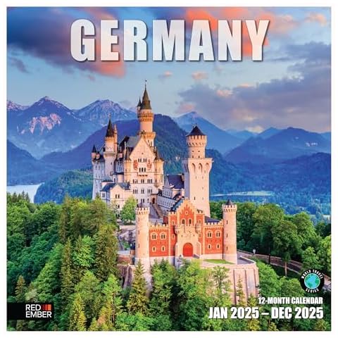 RED EMBER Germany 2025 Wall Calendar 12 Month | 12" x 24" Open | Thick & Sturdy Paper | Giftable | Calendar 2025 Cover