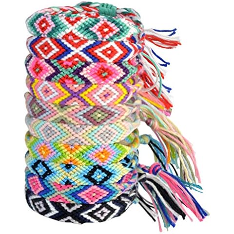 10pcs Woven Bracelets Handmade Friendship Colorful Braided Bracelet Wrist Ankle for Unisex Men Women Cover