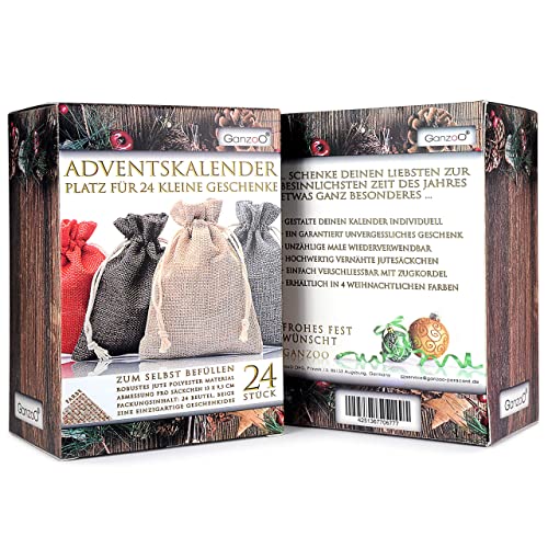 Ganzoo Set di 24 Sacchetti in Juta, per Regali