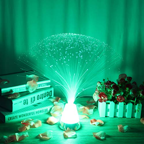 Image of Uonlytech Fiber Optic Light Color-Changing, Fiber Optic Mood Novelty Lamps Lighting Glacier Lite with Crystals Base for Bedroom Parties