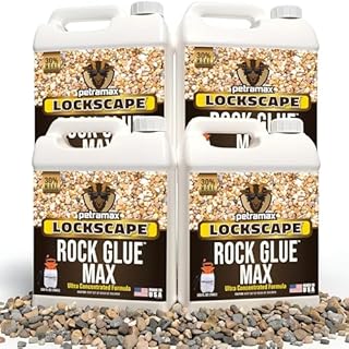 Petra Max Rock Glue for Landscaping, 4 Gal - Wide Coverage & Pet Safe Mulch Glue for Rocks - Lockdown Gravel/Pebbles/Stones - Sticky Clear Gravel Binder & Decomposed Granite Stabilizer (1Gal x4)
