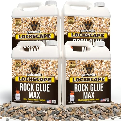 PetraMax Rock Glue for Landscaping, Pet-Safe &amp; Non-Toxic, (1 Gal x 4)