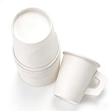 8 Oz Paper Cups with Handles,100 Pcs Disposable Paper Tea Cups Bluk for Tea Party,Disposable Paper Coffee Cups with Handles for Home Office Cafes Bistros Parties