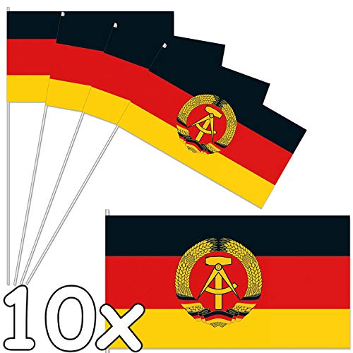 DH-Konzept 10 Papierflaggen * DDR * als Deko für Länder-Party und Geburtstag | Fahnen Deutsch Demokratische Republik Mottoparty Fähnchen Dekoration Hammer Sichel