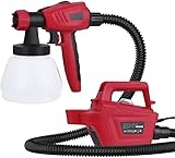 【ALTA POTENCIA Y GRAN CAPACIDAD】 La pistola rociadora eléctrica tiene un host de alta potencia de 800W de gran capacidad de 1300ML. El botón de flujo de rociado puede ajustar el volumen de rociado de 0 a 1000 ML/MIN. La tecnología HVLP duplica el flujo de rociado para ayudarlo a rociar de manera precisa y uniforme durante el trabajo