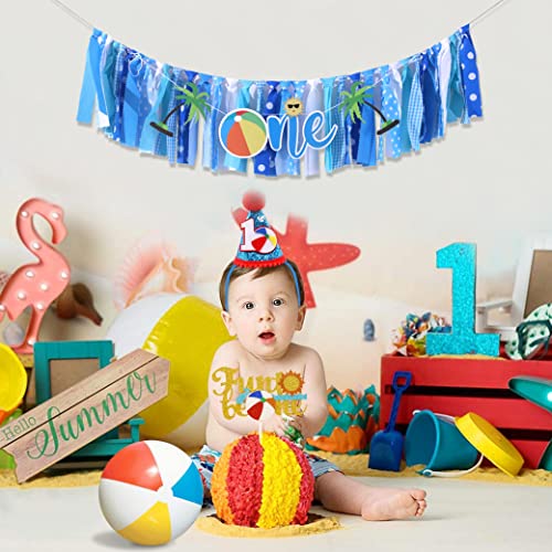 Beach Ball Theme Highchair Banner - Birthday Decorations for Child’s 1st Birthday Party - Cake Smash Backdrop (Pool Party BANNER) by WAOUH - Used condition - Image 3