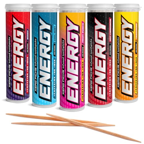 Image of Xero Picks Energy Infused Flavored Toothpicks with Caffeine, B12, and B6 (Limited Edition Variety, 5 Pack), Varieties