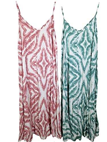 Robe à bretelles style batik bohème turquoise de coupe ligne A en taille 42-44