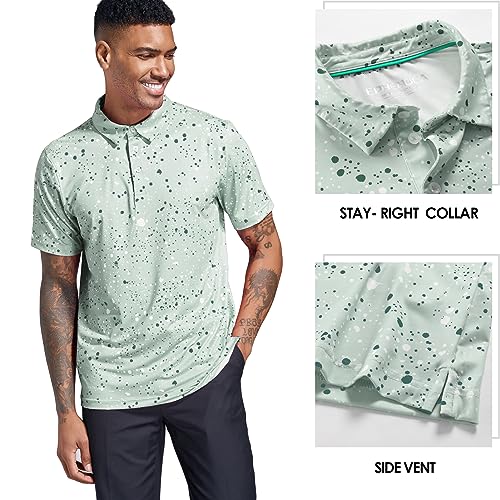 Golf Shirts for Men Dry Fit Performance Short Sleeve Print Moisture Wicking Polo Shirt3