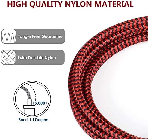 iPhone Charger Cable 4Pack(3/6/6/10FT), MFi Certified Lightning to USB Cable Nylon Braided Charger Cable Fast Charging Cord Compatible with iPhone 12/11Pro Max/XR/Xs/X/8/7/6 Plus/SE/iPad and More -Red