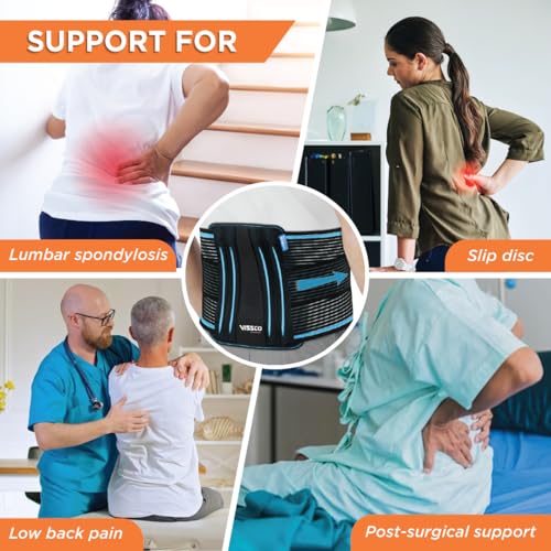 Image of Vissco Lumboset Advance Belt, Back Support for Back Pain Relief, Disc Herniation, Posture Correction, Ergonomic Design, Breathable & Skin Friendly Material for Men & Women- Large(Black)