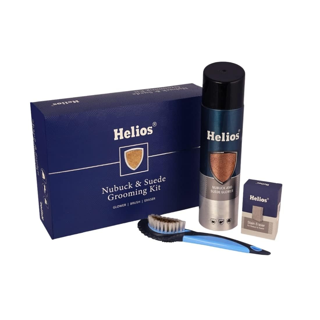 Helios Nubuck Suede Cleaning Kit, Shoe Cleaner, 3-Piece Set, Stain Eraser Eliminates Scuffs | Spray for reviving nubuck & suede leather| Suede brush for raising naps | Safe for Suede, Nubuck (B09FZ7Z9Y2) Amazon Price History, Amazon Price Tracker