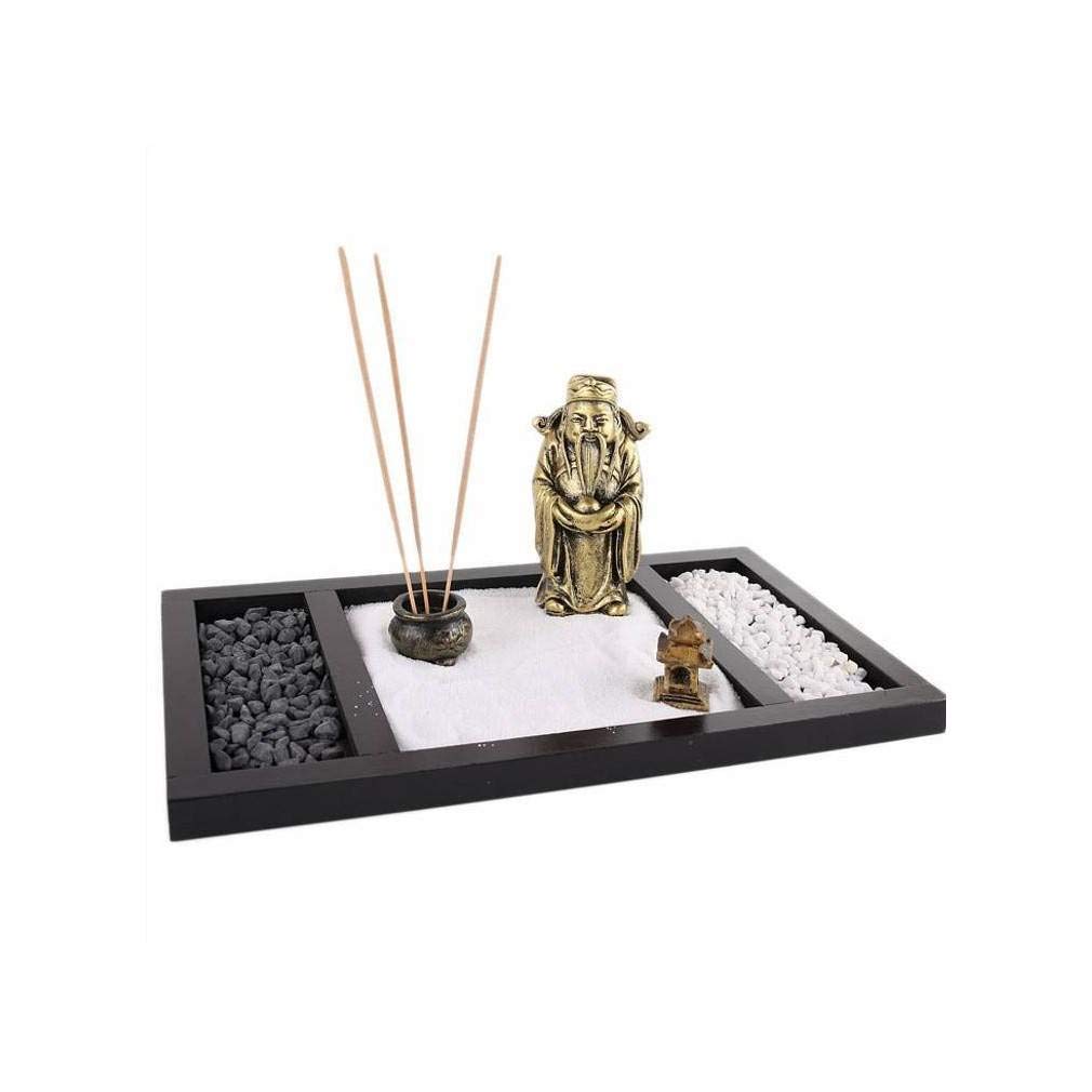 lachineuse - Zen Garden Caishen God of Happiness - Asian Incense Holder - Zen Decoration - Garden with Sand - Asian Atmosphere - Home Office Interior - Gift Idea Japan Asia