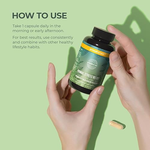 Miniatura 3 de Primal Harvest Suplemento para aliviar el estrés para mujeres y hombres, extracto puro de raíz de ashwagandha, suplementos de L-teanina, 60 cápsulas