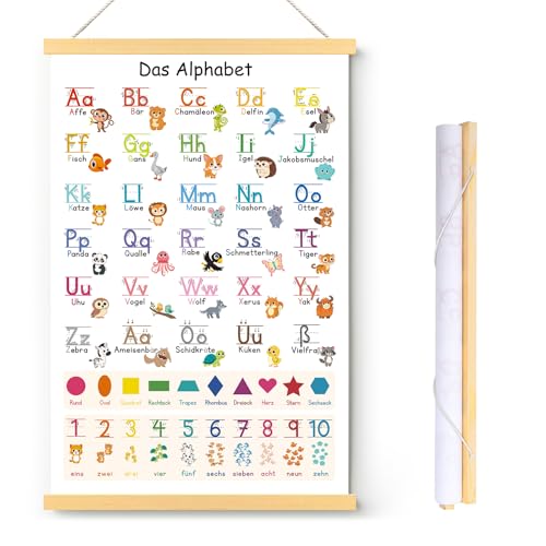 Yoosso ABC Poster Für Kinder, 40 X 60cm Alphabet Poster Lernposter Grundschrift Buchstaben Zahlen Lernen Für Kindergarten Grundschule Vorschule Einschulung Geschenke