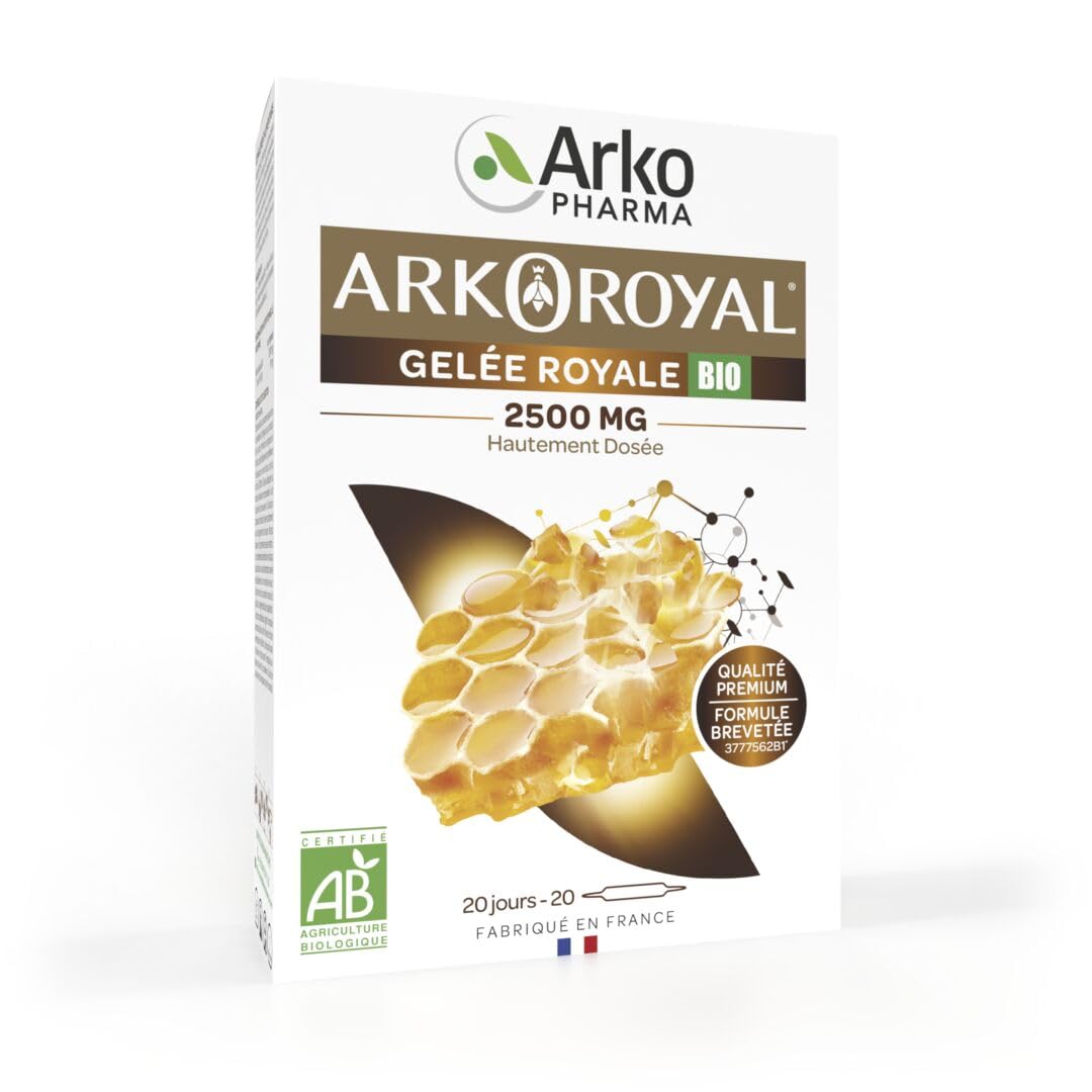 Arkopharma - Arkoroyal gelée royale 2 500 mg BIO | Formule hautement dosée | 20 jours - 20 ampoules de 10 ml