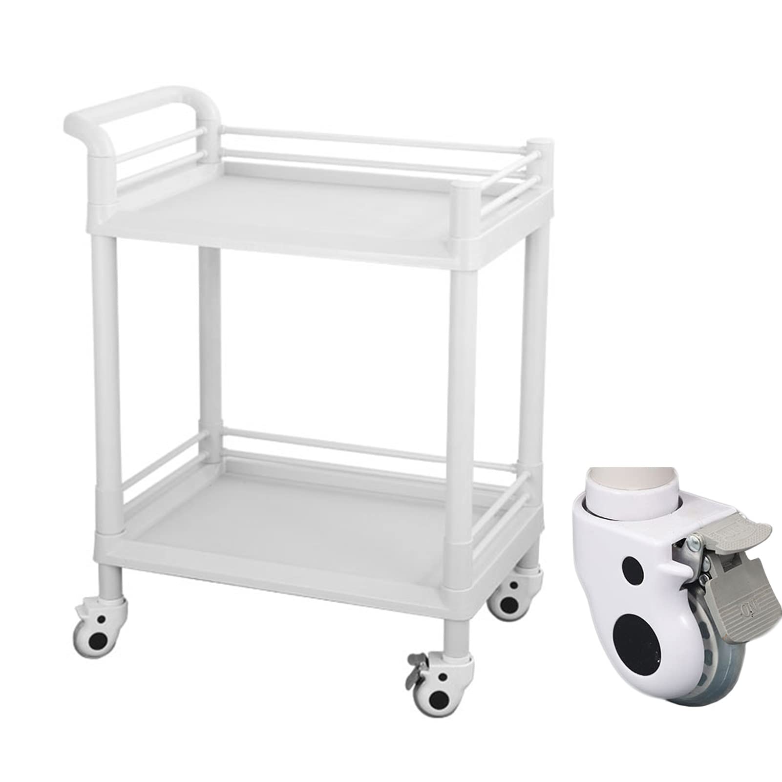 ZJMKABS Plastic Rolling Beauty Cart with Smooth Armrest, Portable Salon Service Trolley for Cosmetics Snacks Books Medical Supplies (Size : 54x37cm)