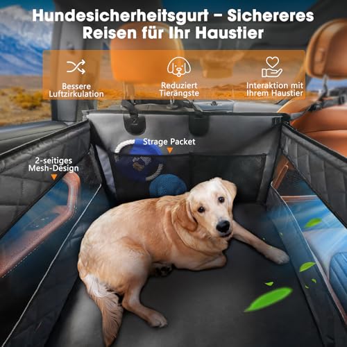 MIXJOY Hunde Autositz Extra Stabiler, Hundesitz Auto Wasserdichter Rutschfester Hundeautositz Hundesitz Mittlere/Großer Hunde, Verstärkter Hundesitz Auto Rückbank mit 4 Befestigungsgurten