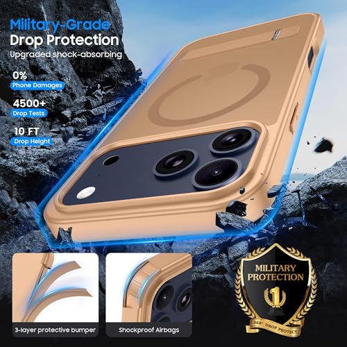 Coque silicone iPhone 17 Pro antichoc finition mat doré premium - 5