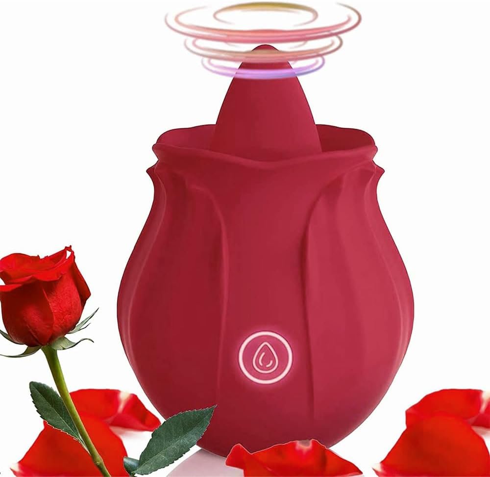Easy to Operate Rose Shape Toys Update Model 3 in 1 Rose Toy with Tongue Licking, Thrusting and Vibrating Adult Tools YK3+6 * 3
