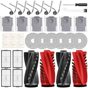 Bpbdzz 34-Pack Zubehörset für Roborock Saros 10R Robot Vacuum Cleaner, 4 Hauptbürsten 4 HEPA-Filter 6 Wischpads 6 Staubbeutel Flach-Duftstein 6 Seitenbürsten 1 Reinigungsbürste 1 Schraubendreher