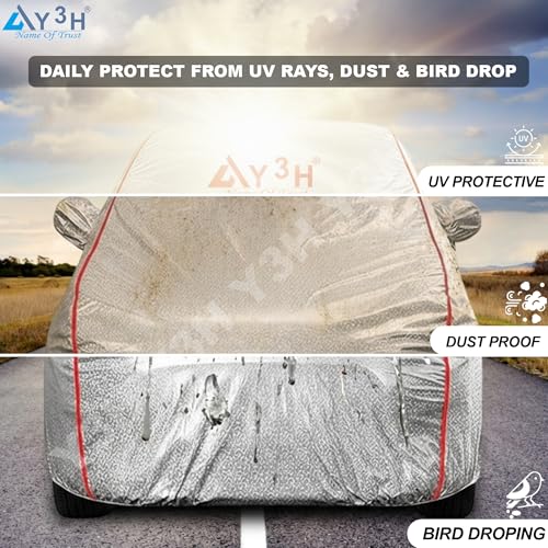 Image of 100% Waterproof Car Cover Compatible with Maruti Suzuki Ciaz | All Weather, Dust Proof, UV Protective with Mirror Pocket (Silver Magic)