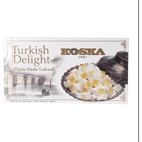 Turkish Delight Plain by Koska | Giftable Snacks 17.64 oz-500 gr | Sweet Traditional Delicious Soft Turkish Delights. | Vegan, Kosher and Halal Certified Cover