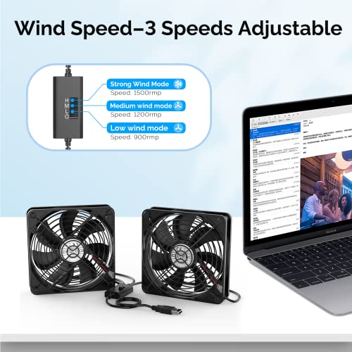 ELUTENG USB PC Computer Fan 140mm with 3 Speed Adjustable - Image 3