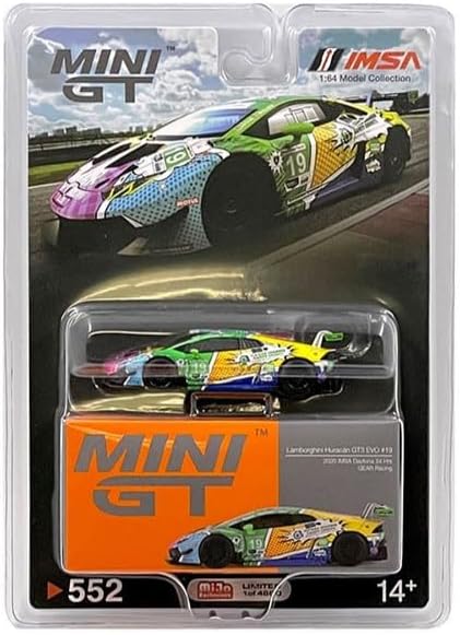 True Scale Miniatures Model Car Compatible with Lamborghini Huracán GT3 EVO #19 Gear Racing 2020 IMSA Daytona 24 Hrs 1/64 Diecast Model Car MGT00552