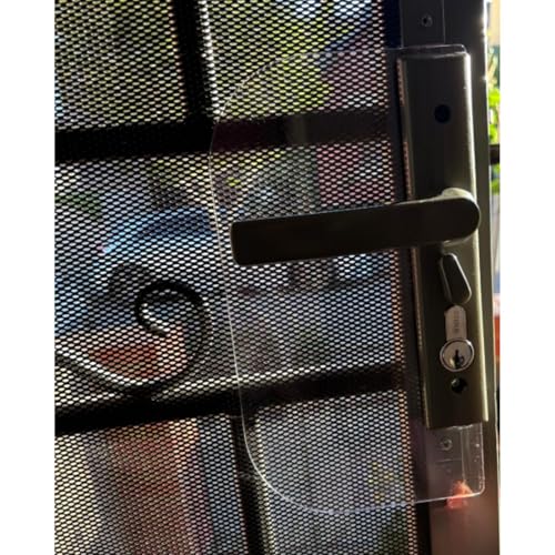 Security Screen Door Lock Guard Protector – Under-Handle Polycarbonate Shield | Clear | No Frame Drilling | Anti Reach-Through Protection